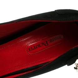 Cesare Paciotti Black Suede Square Toe Platform Pumps Size 38