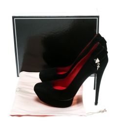 Cesare Paciotti Black Suede Square Toe Platform Pumps Size 38