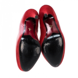 Cesare Paciotti Red Leather Platform Ankle Boots Size 37