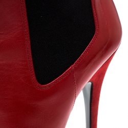 Cesare Paciotti Red Leather Platform Ankle Boots Size 37