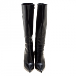 Cesare Paciotti Black Leather Dagger Detail Knee High Boots Size 40