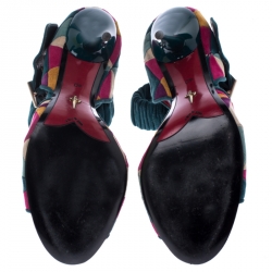 Pre Owned Cesare Paciotti Multicolor Suede Open Toe Double Ankle Strap Sandals Size 40