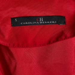 Pre Owned فستان ماكسي سي إتش كارولينا هيريرا خامة صناعة أحمر ملتف بحزام مقاس صغير - سمول