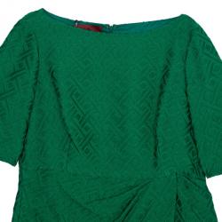 Pre Owned CH Carolina Herrera Green Jacquard Dress L