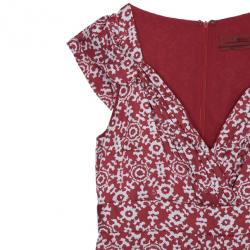 Pre Owned CH Carolina Herrera Red Printed Dress L