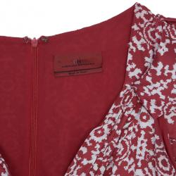Pre Owned CH Carolina Herrera Red Printed Dress L