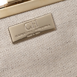 Pre Owned Carolina Herrera Beige Leather Chain Clutch