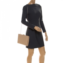 Pre Owned Carolina Herrera Beige Leather Chain Clutch