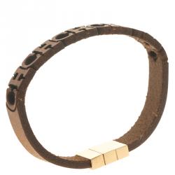 Pre Owned CH Carolina Herrera Logo Laser Cut Leather Bracelet