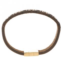 Pre Owned CH Carolina Herrera Logo Laser Cut Leather Bracelet