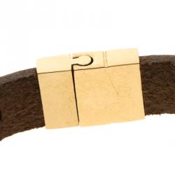 Pre Owned CH Carolina Herrera Logo Laser Cut Leather Bracelet