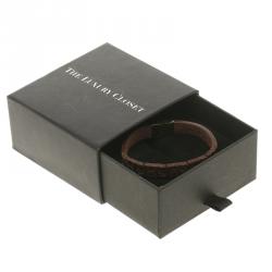 Pre Owned CH Carolina Herrera Logo Laser Cut Leather Bracelet