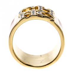 مملوكة مسبقًا خاتم سي أتش كارولينا هيرير أيناميل أحمر وأسود بالشعار ذهبي اللون عريض مقاس 54