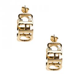 Pre Owned أقراط سي أتش كارولينا هيريرا حلقة شعار بقلب ذهبية اللون