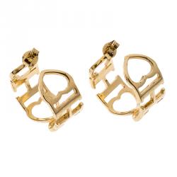 Pre Owned أقراط سي أتش كارولينا هيريرا حلقة شعار بقلب ذهبية اللون