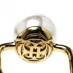 Carolina Herrera Faux Pearl Gold Tone Ring Size 52.5