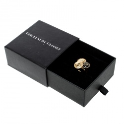 Pre Owned CH Carolina Herrera Enamel Gold Tone Ring Size 54.5