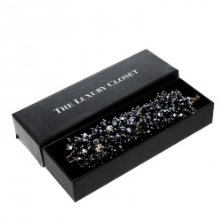 Pre Owned CH Carolina Herrera Metallic Beads Gold Tone Wide Bracelet 17cm