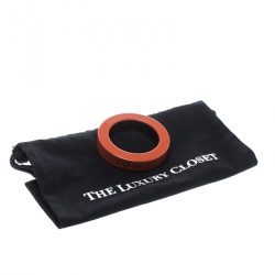 Pre Owned CH Carolina Herrera Orange Resin Gold Tone Wide Bangle Bracelet 21cm