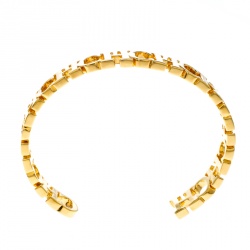 Pre Owned CH Carolina Herrera Logo Gold Tone Open Cuff Bracelet