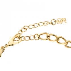 Pre Owned CH Carolina Herrera Black Beads Gold Tone Statement Necklace