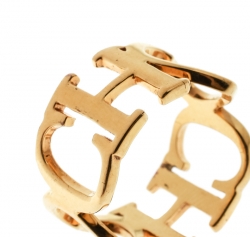 Pre Owned CH Carolina Herrera Gold Tone Band Ring Size 55