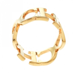 Pre Owned CH Carolina Herrera Gold Tone Band Ring Size 55