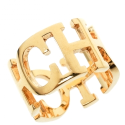 CH Carolina Herrera Gold Tone Band Ring Size 53