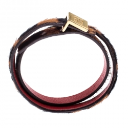 مملوكة مسبقًا سوار سي إتش كارولينا هيرير جلد نقشة الفهد ذهبي اللون ملتف