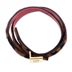 مملوكة مسبقًا سوار سي إتش كارولينا هيرير جلد نقشة الفهد ذهبي اللون ملتف