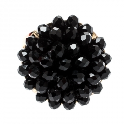 Pre Owned CH Carolina Herrera Black Crystal Monaco Cocktail Ring Size EU 54.5