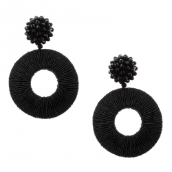 Pre Owned CH Carolina Herrera Black Crystal Studded Monaco Drop Earrings