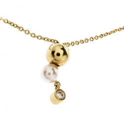 Pre Owned CH Carolina Herrera Faux Pearl Gold Tone Balance Bracelet