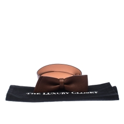 Carolina Herrera Brown Leather Bow Belt 80CM