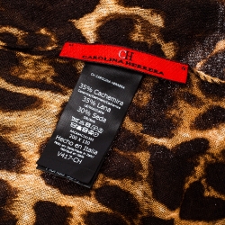 Pre Owned Carolina Herrera Brown Leopard Print Cashmere & Silk Blend Scarf