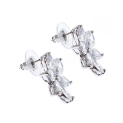 Pre Owned CH Carolina Herrera Crystal Jasmine Collection Silver Tone Stud Earrings