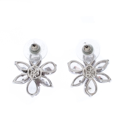 Pre Owned CH Carolina Herrera Crystal Jasmine Collection Silver Tone Stud Earrings
