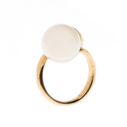 Pre Owned CH Carolina Herrera Crystal Embedded Faux Pearl Entwined Ring Size 51