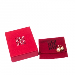 Pre Owned CH Carolina Herrera Crystal Embedded Faux Pearl Entwined Ring Size 51