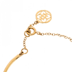 Pre Owned CH Carolina Herrera Faux Pearl Charm Gold Tone Bracelet