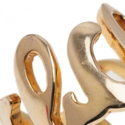 Pre Owned CH Carolina Herrera Gold-Tone Ring Size 56