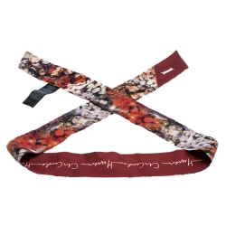 Pre Owned CH Carolina Herrera Printed Hortensia Abch Silk Bandeau Scarf