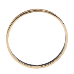 Pre Owned CH Carolina Herrera Logo Enamel Gold Tone Narrow Bangle Bracelet