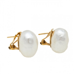 Pre Owned Carolina Herrera Pearl Gold Tone Stud Earrings