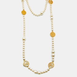 Pre Owned CH Carolina Herrera Gold Tone A Day For Love Layered Necklace