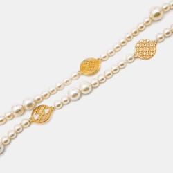 Pre Owned CH Carolina Herrera Gold Tone A Day For Love Layered Necklace