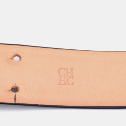 Pre Owned CH Carolina Herrera Black Leather Embellished Belt 85CM