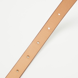 Pre Owned CH Carolina Herrera Beige/Brown Monogram Coated Canvas Slim Belt 80 CM