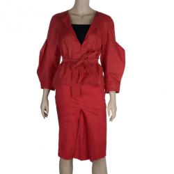 CH Carolina Herrera Linen Skirt Suit M