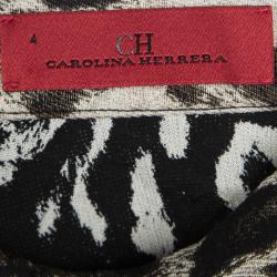 CH Carolina Herrera Beige Leopard Pattern Jacquard Skirt S